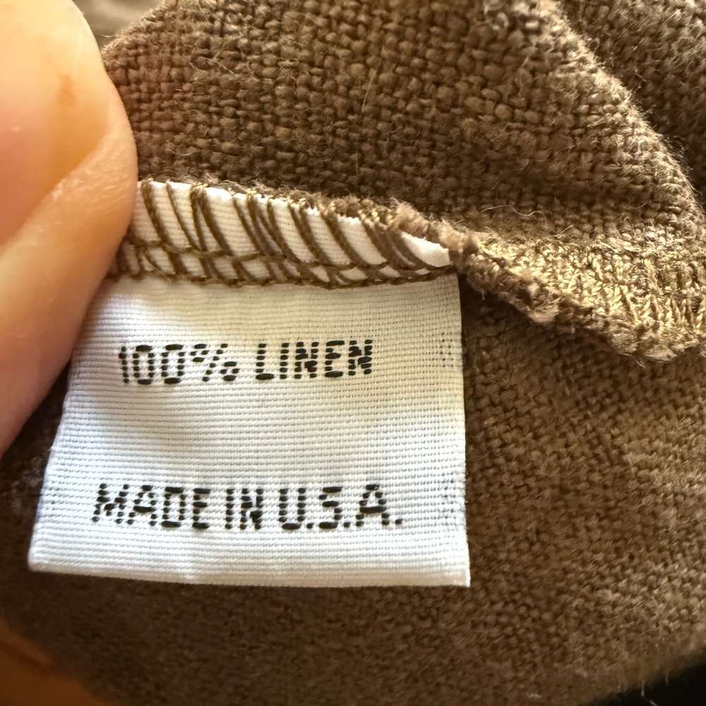 Bryn Walker Linen Button Down Jacket Unique Collar Oversized Brown Top - Picture 8 of 11